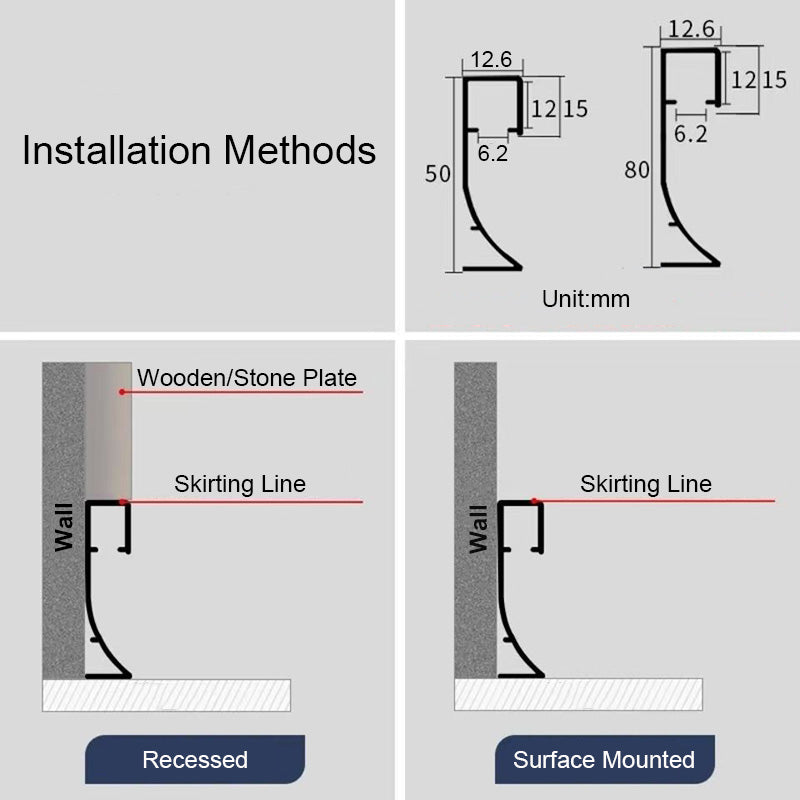 50mm Height Skirting Aluminum Profile